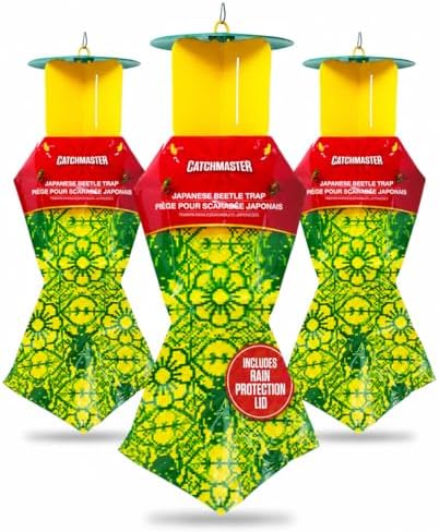 Catchmaster Japanese Beetle Traps 3 Pack, Outdoor Beetle Bags w/Dual Lure