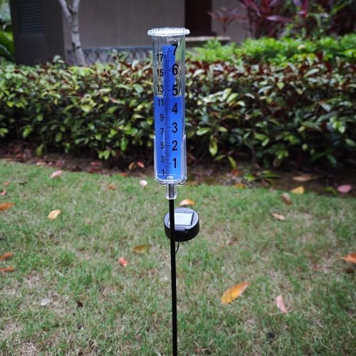 JOYBEE Solar Antifreeze Rain Gauge for Outdoors Yard Garden(Blue)