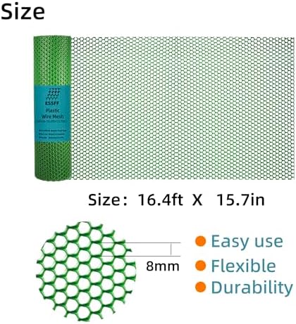 Pet & Garden Safeguard - 15.7IN x 16.4FT Roll - Green Plastic Netting, Multi-Use Decorative Fencing for Poultry, Dogs, Rabbits,Chicken and Snake Barrier