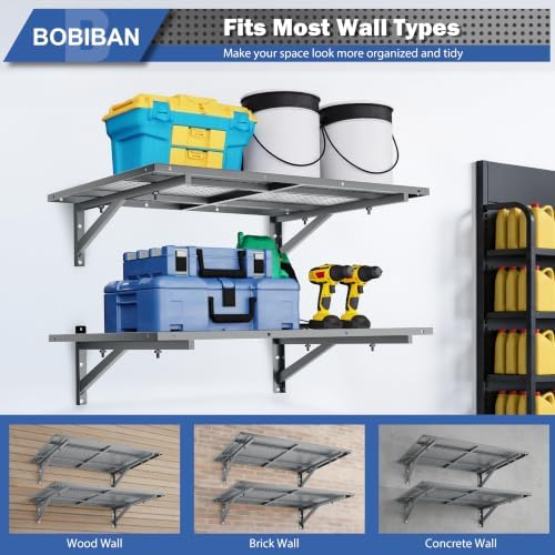 2 Pack Garage Wall Shelving Heavy Duty 2x3ft, Gray