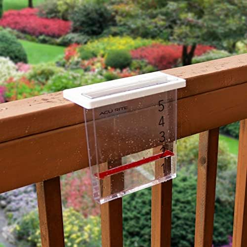 AcuRite Waterfall Rain Gauge with 5-inch Rainfall Capacity (00858W), Clear