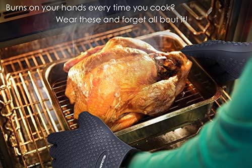 KITCHEN PERFECTION XL Silicone Smoker BBQ Gloves -Heat Resistant Oven Mitts