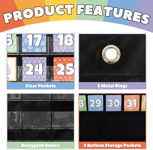 All-in-One Calendar Weather Pocket Chart - Interactive Preschool Learning Board for Morning Meeting Circle Time, with Seasons Months Days Weather Cards (Homeschool/Daycare)