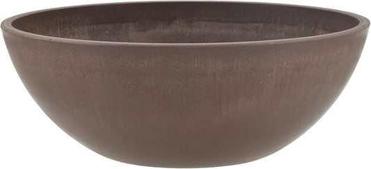 PSW Pot Collection M20C 8-inch Plastic/Stone/Wood Composite Low Bowl Planter – No Drainage Hole (Drillable), Shallow Indoor/Outer Pot for Succulents, Bonsai, Fairy Gardens, Herbs, Chocolate