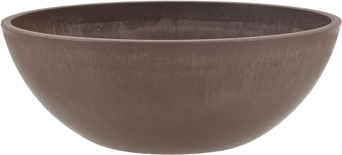 PSW Pot Collection M30C 12-inch Plastic/Stone/Wood Composite Low Bowl Planter – No Drainage Hole (Drillable), Shallow Indoor/Outer Pot for Succulents, Bonsai, Fairy Gardens, Herbs, Chocolate