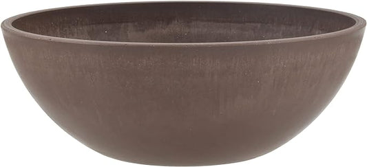 PSW Pot Collection M30C 12-inch Plastic/Stone/Wood Composite Low Bowl Planter – No Drainage Hole (Drillable), Shallow Indoor/Outer Pot for Succulents, Bonsai, Fairy Gardens, Herbs, Chocolate