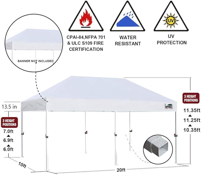 Eurmax USA 10'x20' Pop Up Canopy Tent Commercial Instant Canopies with Heavy Duty Roller Bag,Bonus 6 Sand Weights Bags (Red)