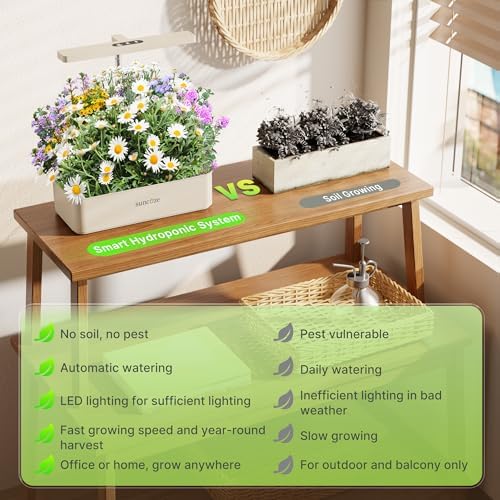 SUNCOZE Hydroponics Growing System, Compact 12 Pods Indoor Garden, Beige