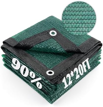 Cool Area Sun Shade Cloth with Grommets for Garden, 90% 12x20ft, Dark Green