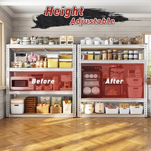 REIBII 40"W Storage Shelves,Adjustable Garage Shelving Rustproof For Pantry
