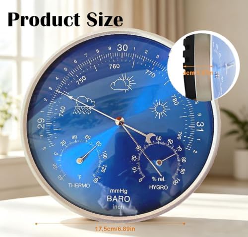 3 in 1 Barometer Accurate Weather Station, Wall Hanging Weather Station