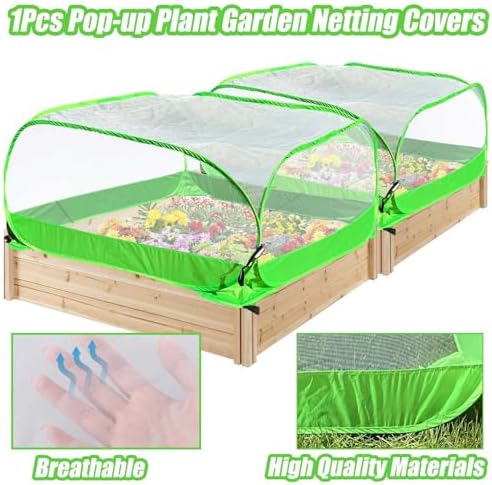 Pop-up Garden Mesh Plant Cover Outdoor Tent Garden Cover Mesh Bird and Pest Protection Guard for Raised Bed Protection Fruits Vegetables Seedlings and Herbs (1pcs 35.4x35.4x27.5in Without Bottom)