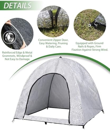 2-Pack Silver Aluminum Pop Up Plant Shade Tent, 36x36x39 Inch 80% Shading