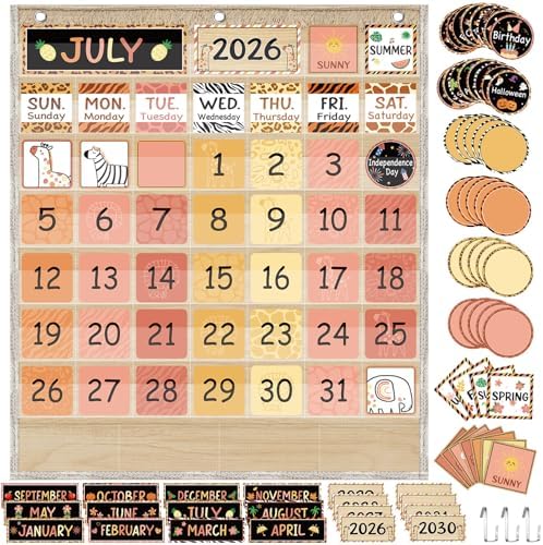 Sinload Classroom Calendar Pocket Chart Wood Color, We Belong