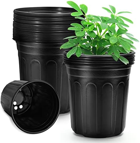 RAOOKIF 1 Gallon Pots for Plants, Flexible 1/2/3/5 Gallon Nursery Pots with Drainage, 1 Gallon Plastic Pots for Plants