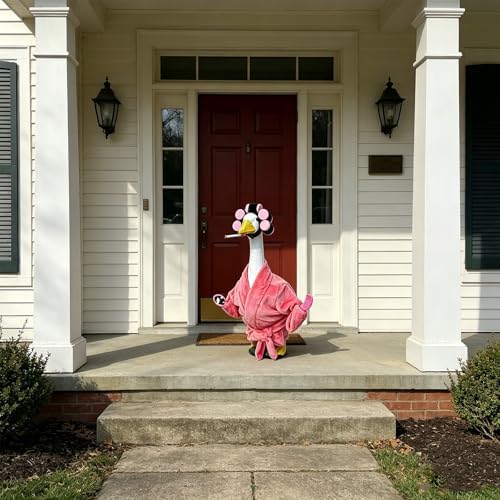 23In Lawn Goose Leopard Bathrobe Outfit Entryway Funny Decor(Pink)
