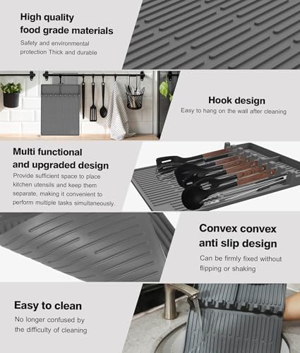 Silicone Grill Mat for Blackstone Griddle Accessories, 8-Slot Tool Mat
