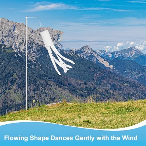M METERXITY 1-Pack Windsock Flag, Colorful Wind Socks for Garden/Yard/Patio/Home Decor, Spring Summer Fall Winter Outdoor Hanging Decoration [39.4 in / 100cm, White]