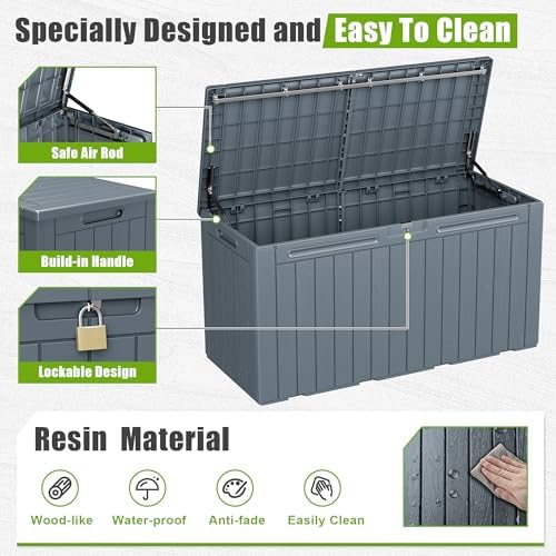 Flamaker Resin Deck Box 100 Gallon Large Outdoor Storage Box Waterproof