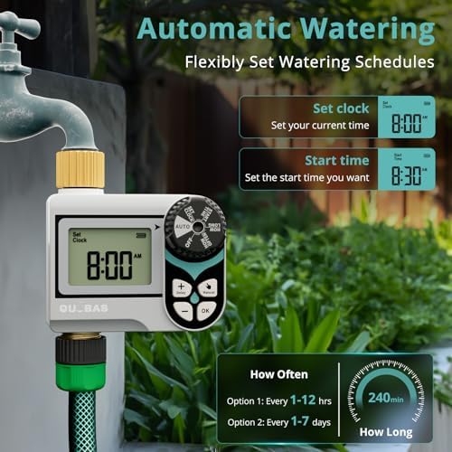 QUOBAS Zero Pressure Water Timer, 2 Pack Sprinkler Timer for Garden Hose