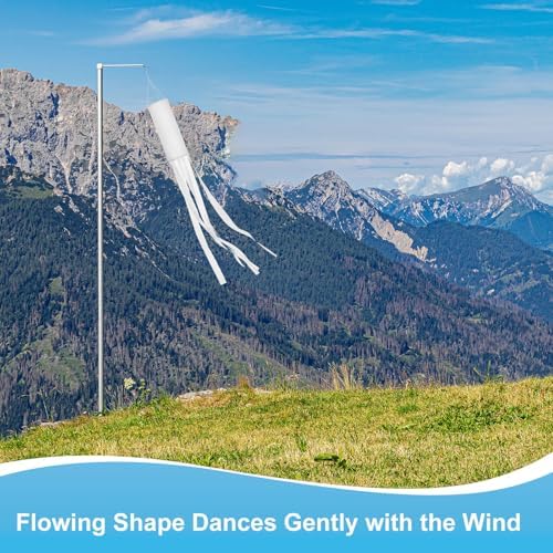 M METERXITY 1-Pack Windsock Flag, Colorful Wind Socks for Garden/Yard/Patio/Home Decor, Spring Summer Fall Winter Outdoor Hanging Decoration [59 in / 150cm, White]