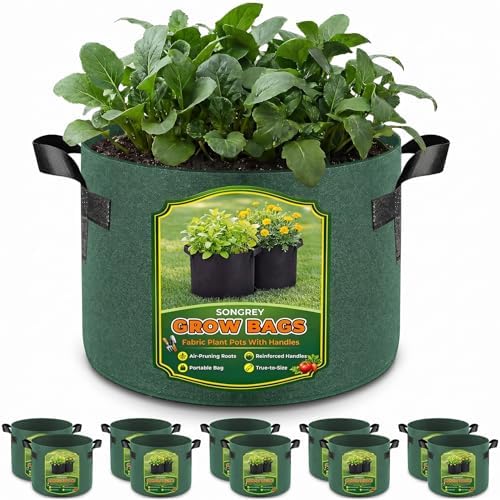 Songrey 10-Pack 5 Gallon Grow Bags