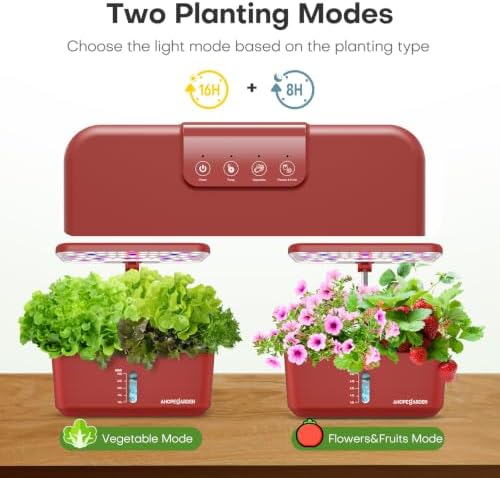 Ahopegarden Hydroponics Growing System: 10 Pods Indoor Herb Garden with LED