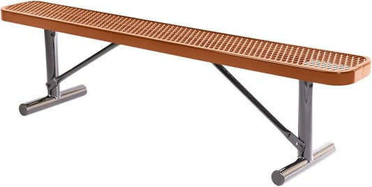 COATEDOUTDOORFURNITURE Heavy-Duty Outdoor Bench Thermoplastic Coated, Expanded Metal, Commercial-Grade Seating, Made in America (Portable Without Back, 6 Ft, Textured Copper)