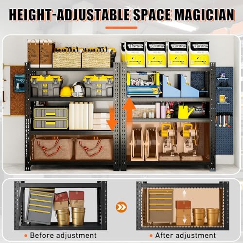 4000LBS 4 Tier Garage Storage Shelves, Heavy Duty Adjustable Storage Rack for Warehouse, Basement, Shop and Office, Commercial-Grade Steel Organizer, 59" W x 24" D x 69" H