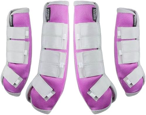 Harrison Howard Horse Fly Boots Leg Guards Fly Boots Protection Set of 4 Light Purple Large Full Size