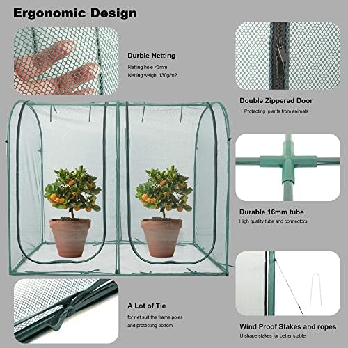 Poray Large Tunnel 73''x37''x61''Plant Netting Cover,5FT Tall Crop Cage Tomato Netting,Pest Guard Cover for Vegetables &Fruits,Durable Gardening Net for Plant and Animal