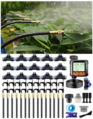 Drip Irrigation System,Automatic Garden Watering System, 360 Degree Adjustable Garden Sprinkler, High Output Mist Spray Nozzle for Potted Plants, Easy Connect & Rotating Head, Customizable Water Flow