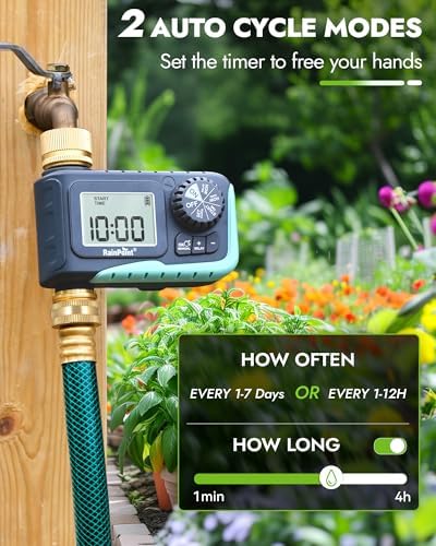 RAINPOINT Sprinkler Timer with Brass Inlet & Outlet, Programmable Hose Timer for Garden Soaker Hose with Rain Delay/Manual Watering System, Digital Drip Irrigation for Yard, Lawn(2PCS)