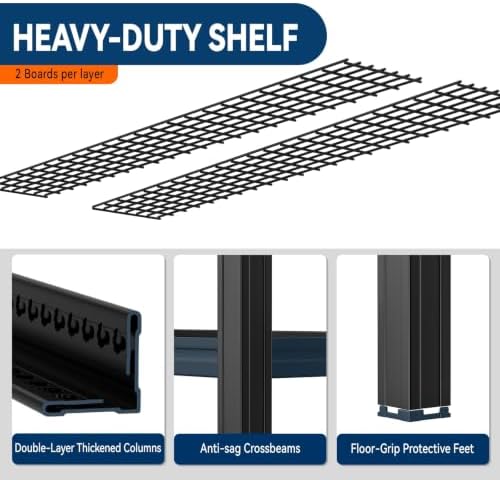 4-Tier Heavy Duty Garage Shelving, 8,000 lbs Capacity Adjustable Metal Storage Shelving Unit for Garage, Basement, Warehouse & Workshop, 71" W x 24" D x 71" H