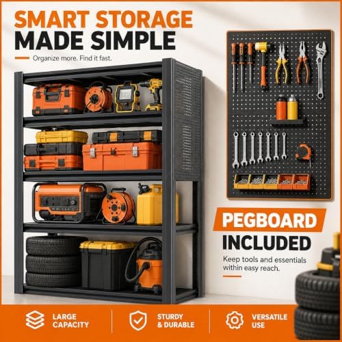 Garage Shelving, Heavy Duty Storage Shelves, Adjustable Boltless Units