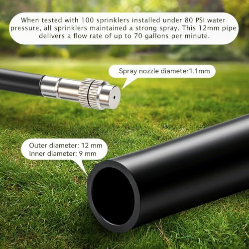 100FT High-Flow Irrigation System for Garden, 12mm Main Tubing, 60 Nozzles