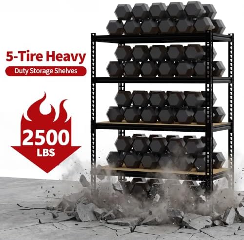 Heavy Duty Garage Storage Shelves, 5-Tier Adjustable Metal Shelving Unit
