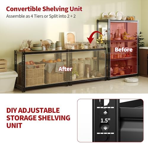 Heavy Duty Garage Storage Shelves, 4-Tier Adjustable Storage Shelving Unit