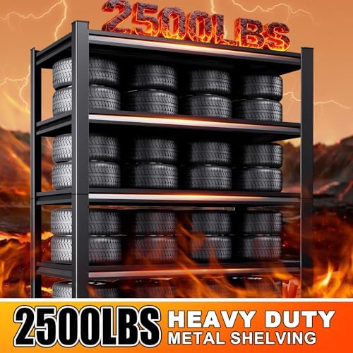 71.2''H /35.4''W Storage Shelves Adjustable Garage Shelving,Heavy Duty Shelving Unit,5T Tall Garage Shelves，Metal Standing Shelf Units,Utility Rack for Kitchen Warehouse Industrial Basement