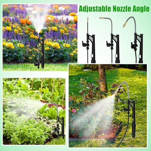 15 Sets 360° Adjustable Irrigation Misting Heads with Stake