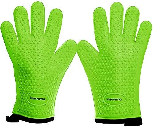 KITCHEN PERFECTION XL Silicone Smoker BBQ Gloves -Heat Resistant Oven Mitts