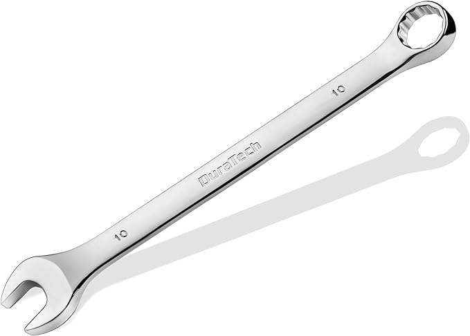 DURATECH 10mm Combination Wrench, Metric, CR-V Constructed with Mirror Polish, 12-Point, 15-Degree Offset