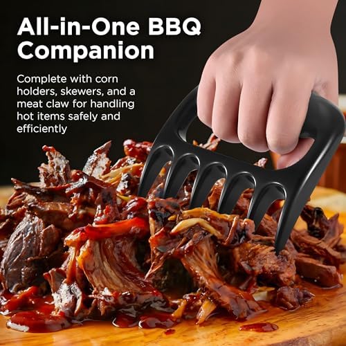 Kaluns 50PC BBQ Grill Tools Set – Heavy Duty Stainless Steel Grill Accessories Kit with Case, Apron, Hooks, Thermometer, Injector, Claws & Mats – Fathers Day Gift for Dad, Men
