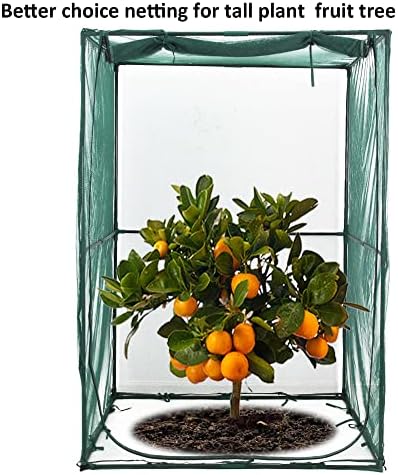 Portable 4'x4' Large 6FT Tall Plant Netting Cover Crop Cages Pest Guard Cover for Vegetables and Fruits Plant Durable Gardening Net with 4 Stakes