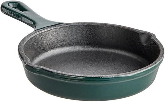 Commercial Grade, Cast Iron Enameled Cookware (Green, Skillet 5“)