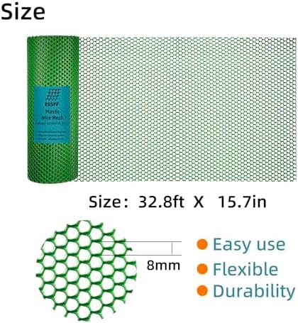 Pet & Garden Safeguard - 15.7IN x 32.8FT Roll - Green Plastic Netting, Multi-Use Decorative Fencing for Poultry, Dogs, Rabbits,Chicken and Snake Barrier