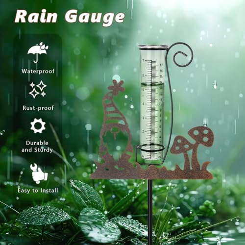 Gnome Rain Gauge Outdoor, Metal Rain Gauges