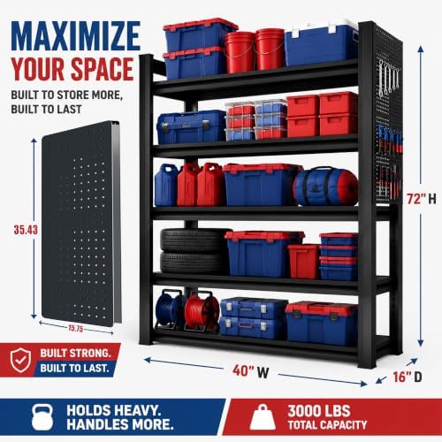 Garage Shelving,2-in-1 Adjustable Storage Shelves with Guard