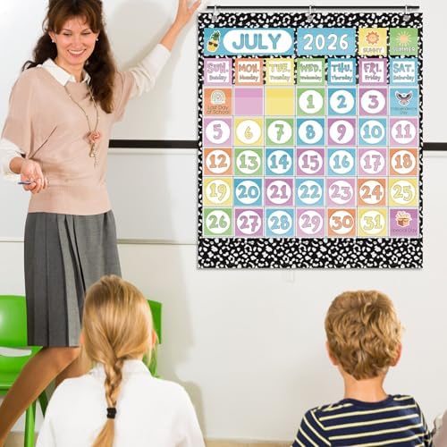 Sinload Classroom Calendar Pocket Chart Black White, Classic
