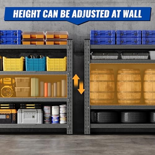 BYNSOE 60" W Storage Shelves 5000lbs Garage Metal Shelving Heavy Duty Garage Shelves Adjustable Storage Shelves for Industrial, Factory, (60" W X 24" D X 70" H)